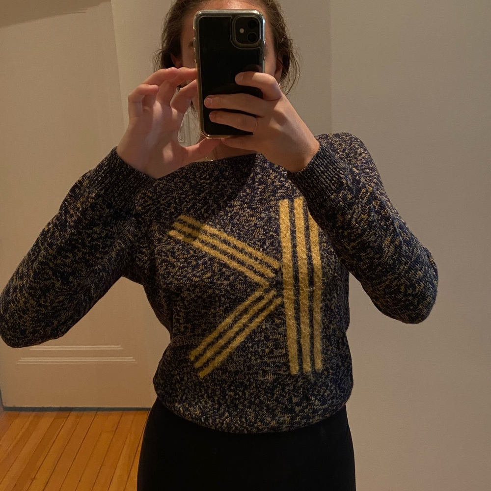 KENZO Knit Sweater K Initial Wool Sexy Low Back Designer Monogram Kawaii Cute M